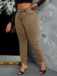 SHEIN SXY Plus Size Stretchy Denim Black Skinny Jeggings - Ginger - View 4