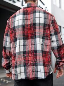 Manfinity Homme Übergröße Herren Casual Daily Vintage Plaid Knopf Pocket Shirt, Herbst - Bordeaux - Übersicht 2