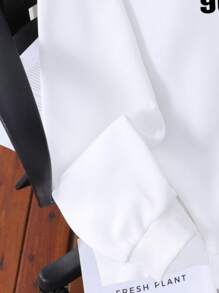 Áo nỉ in chữ kiểu đơn giản dành cho thiếu niên nam - trắng - Xem 3