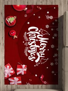 1 块圣诞地毯，冬季家居装饰可洗地毯，适用于客厅、餐厅、卧室、厨房、走廊、办公室，易于清洁的防滑圣诞地毯