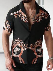 Manfinity Roughcore Men Retro Style Printed Short Sleeve Shirt - Multicolor - View 4
