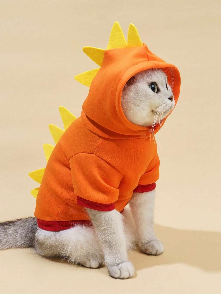 PETSIN 1pc Orange Cute Dinosaur Costume Sweatshirt For Pets, Suitable For Cats And Dogs - Multicolor - View 1