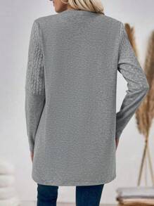 SHEIN LUNE Women Casual Regular Zip Front Hooded Jacket, Gray For Autumn - Grey - View 2