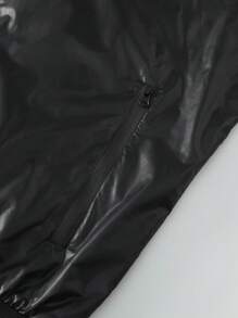 Manfinity Homme Einfarbiges, gespleißtes Sweatshirt für Herren mit langem Ärmel und Reißverschluss vorne - Schwarz - Übersicht 6