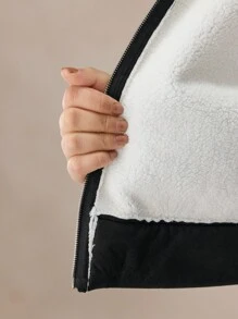 Elaquor Chaqueta de bombardero suelta con cremallera de piel sintética de talla grande con diseño de patchwork, para uso casual en otoño