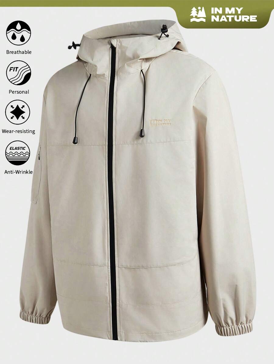 In My Nature Veste décontractée à capuche zippée, coupe-vent, de couleur unie pour hommes, manches longues - Prune - Voir 1