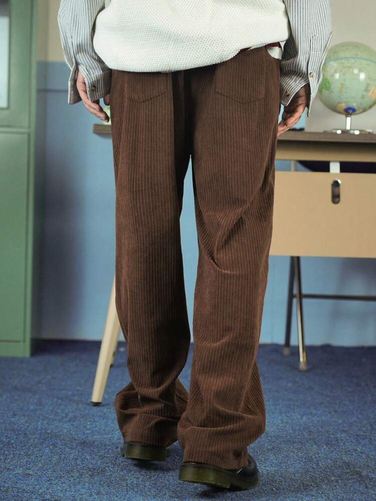 Men's Casual Solid Color Pants, Minimalist Style, Versatile For Daily Wear In Autumn
