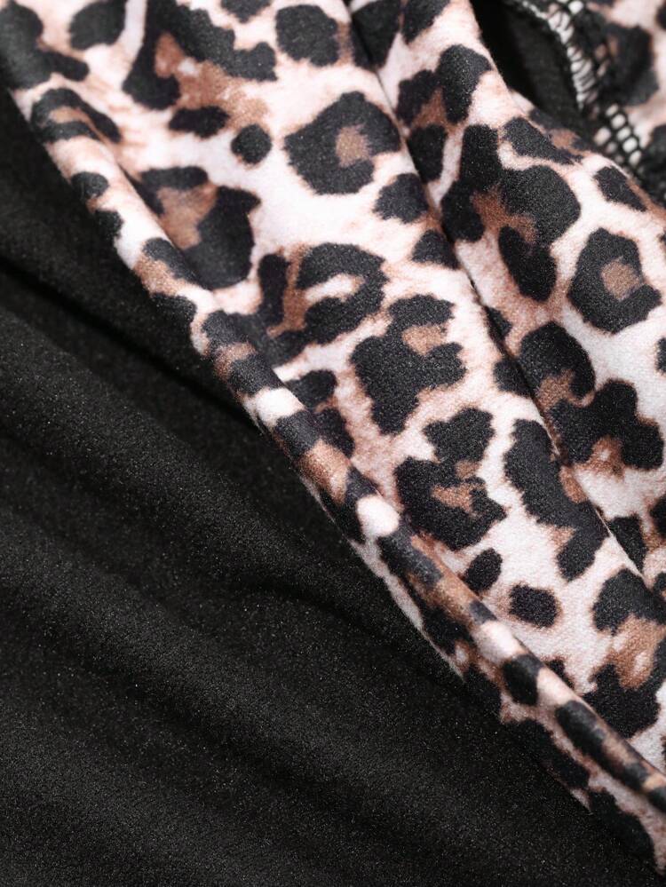 Women's Off-Shoulder Leopard Print Patchwork Long Sleeve Slim Fit T-Shirt Cheetah Print Going Out Tops Women