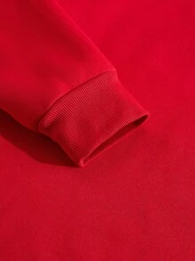 Manfinity Homme Men Retro Red Loose Drop Shoulder Christmas Print Crew Neck Sweatshirt - Red - View 6