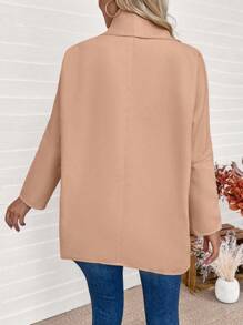 Chiquease Women Simple Solid Color Button Front Long Sleeve Casual Top - Khaki - View 2