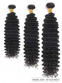 3 Gói Sóng Sâu Tóc Con Người 100% Tóc Trinh Nữ Chưa Qua Chế Biến Gói ướt và gợn sóng Sợi ngang đôi Dệt xoăn sâu 3 bó Phần mở rộng tóc cho phụ nữ - SNatural - Xem 6