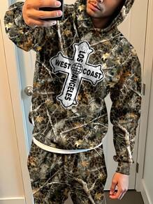 SHEIN Outdoor Clothing, Los Angeles, Camping, Fishing, Tween Boy Casual Loose Fit Thermal Lined Sweatshirt, Suitable For Autumn And Winter - Multicolor - View 1