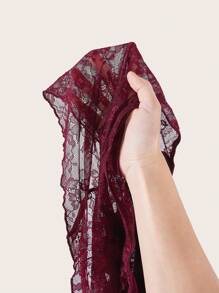 Sweetina Tie Front Lace Tube Asymmetrical Top - Rose Red - View 5