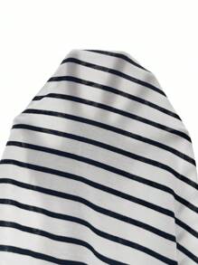 SHEIN Essnce 條紋印花滾邊T恤連衣裙 - 白色 - 查看 6