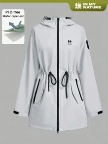 In My Nature 女士字母印花抽绳腰长袖连帽夹克 - 淺灰色 - 查看 1