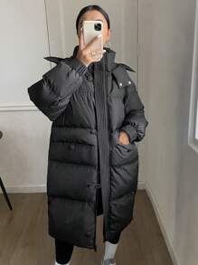 DAZY Women Casual Flap Pocket Hooded Long Padded Padded Coat, Winter ,Winter Women Clothes,Winter Coat Women