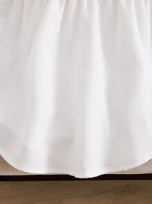 SHEIN Áo sơ mi dài tay cổ Peter Pan phong cách đại học giản dị cho bé gái tuổi teen màu tương phản - Màu be - Xem 7