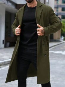 Manfinity Mode Cappotto invernale casual da uomo a doppio petto, a tinta unita, per l autunno / inverno