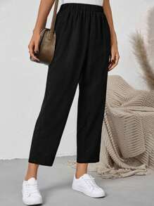 EMERY ROSE Women's Casual Solid Color Elastic Waist Cropped Skinny Pants - Multicolor - View 5