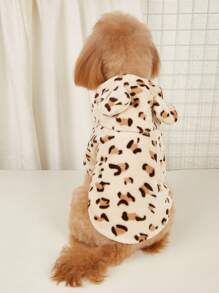PETSIN 1 件宠物豹纹毛绒熊连帽夹克 - 彩色 - 查看 4