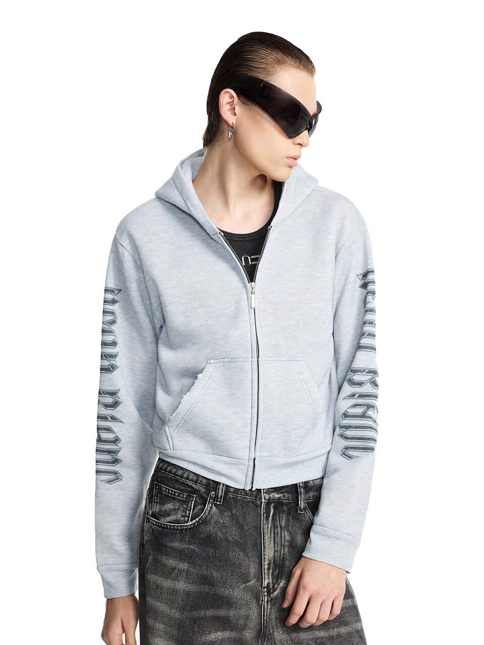 Loose Fit Men's Letter Print Hooded Long Sleeve Sweatshirt, Street Style, For Fall Winter, Spring, Y2K