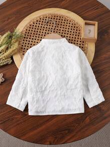 Baby & Baby Boy Chinese Style Button Jacquard Textured Fabric Long Sleeve Jacket, Suitable For Gatherings And Everyday Wear