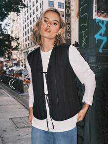 Easelle Leopard Print Vest Winter Coat - Multicolor - View 8