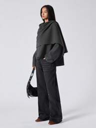 LYSMO معطف بونشو كيب ذو لون واحد ، كاجوال للخريف والشتاء