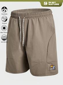 In My Nature 男式抽绳腰部户外短裤，带迷彩细节 - 咖啡棕 - 查看 10