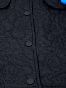 Bộ 2 món/Bộ áo crop top và chân váy cổ xanh navy cho bé gái tuổi teen, họa tiết hoa, thiết kế túi thời trang, thu/đông - màu đen - Xem 6