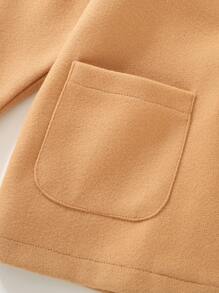 Young Girls Fashion Simple Button Tie Design Hooded Coat, Suitable For Autumn/Winter - Khaki - View 5