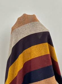 SHEIN LUNE Váy suông cổ tròn tay ngắn họa tiết sọc cỡ lớn - màu nâu - Xem 6