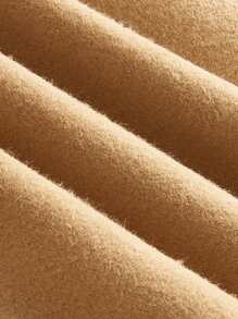 Flirla 1pc Plus Size Women Double-Breasted Ruffle Hem Adjustable Waist Belt Coat, Suitable For Autumn/Winter - Camel - View 4