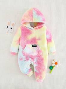 SHEIN Bộ đồ liền thân dài tay nhiều màu sắc ấm áp dễ thương cho bé gái sơ sinh, mùa thu/đông - Nhiều màu - Xem 8