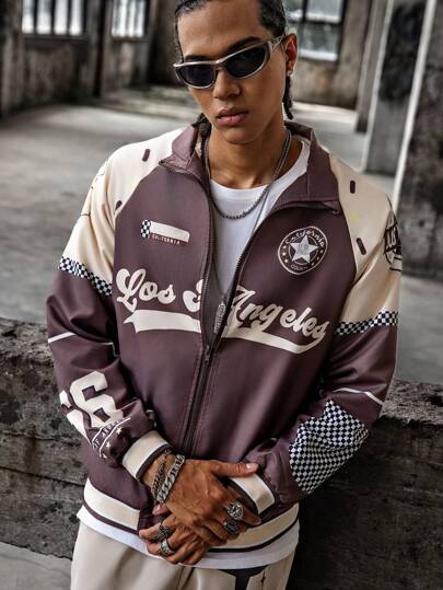 青少年男孩休闲摩托车风格舒适羊毛连帽夹克