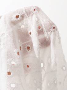 DAZY Bộ đồ ngủ dáng rộng thêu khoét rỗng phong cách Boho, dành cho mùa thu đông - trắng - Xem 9