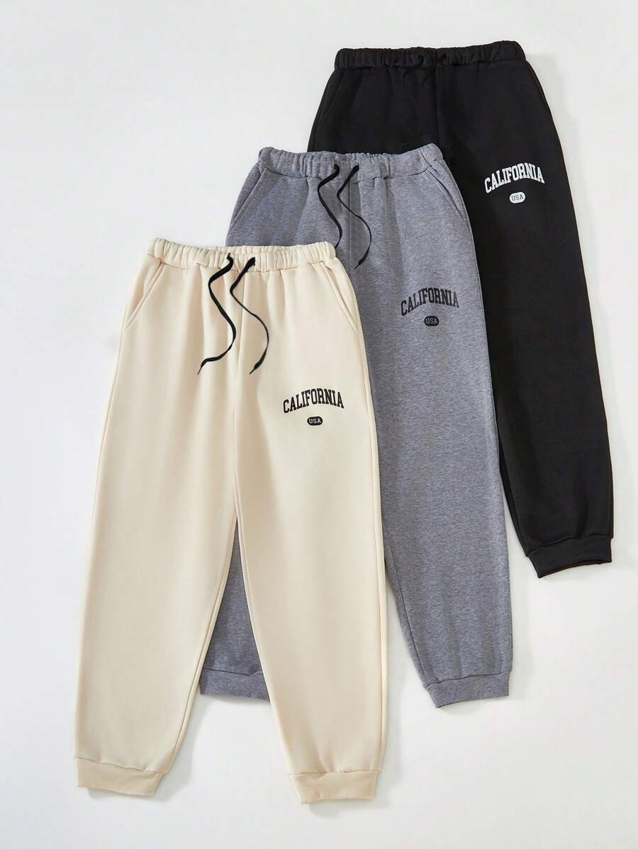 SHEIN 3 件套青少年男童休闲慢跑运动裤 - 彩色 - 查看 1