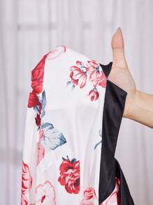 SHEIN Lady Floral Print V Neck Fitted Dress, Elegance For Autumn/Winter - Multicolor - View 7
