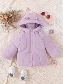 Áo khoác ấm áp thời trang cho bé gái sơ sinh màu tím, mùa thu/đông - Màu tím - Xem 1