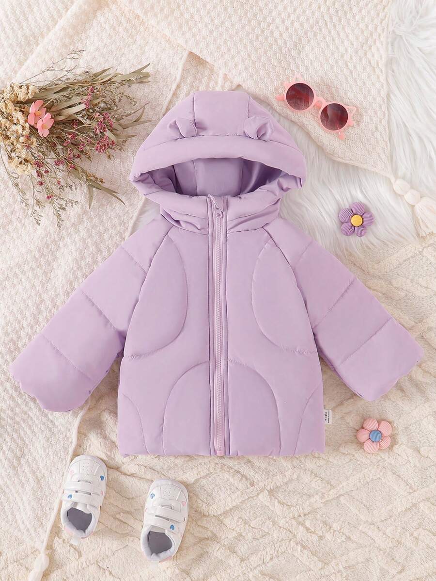 Áo khoác ấm áp thời trang cho bé gái sơ sinh màu tím, mùa thu/đông - Màu tím - Xem 1