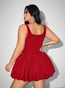 SHEIN ICON Váy xòe cổ trái tim không tay cỡ lớn ICON dành cho nữ, trang phục Halloween, váy dự tiệc, màu đỏ Angola, dành cho mùa hè - Đỏ - Xem 3