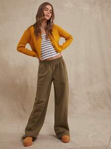 WESTFADE Pantalón de chándal de algodón para el descanso dominical - Verde militar - Ver 3