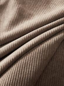 Manfinity VCAY Áo sơ mi dài tay hở vai dệt chắp vá cỡ lớn cho nam - Màu Khaki - Xem 4