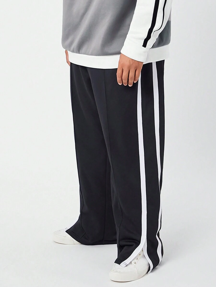 Manfinity VCAY Men's Plus Size Loose Casual Knit Long Pants - Black - View 1