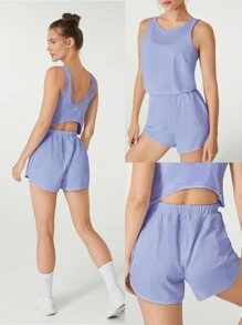 GLOWMODE VitalSwift Quick-Dry Cut-Out Pocket Jumpsuit With Built-In Underwear Medium Impact Running Workout Quick Dry Moisture Wicking Gym Spring Summer