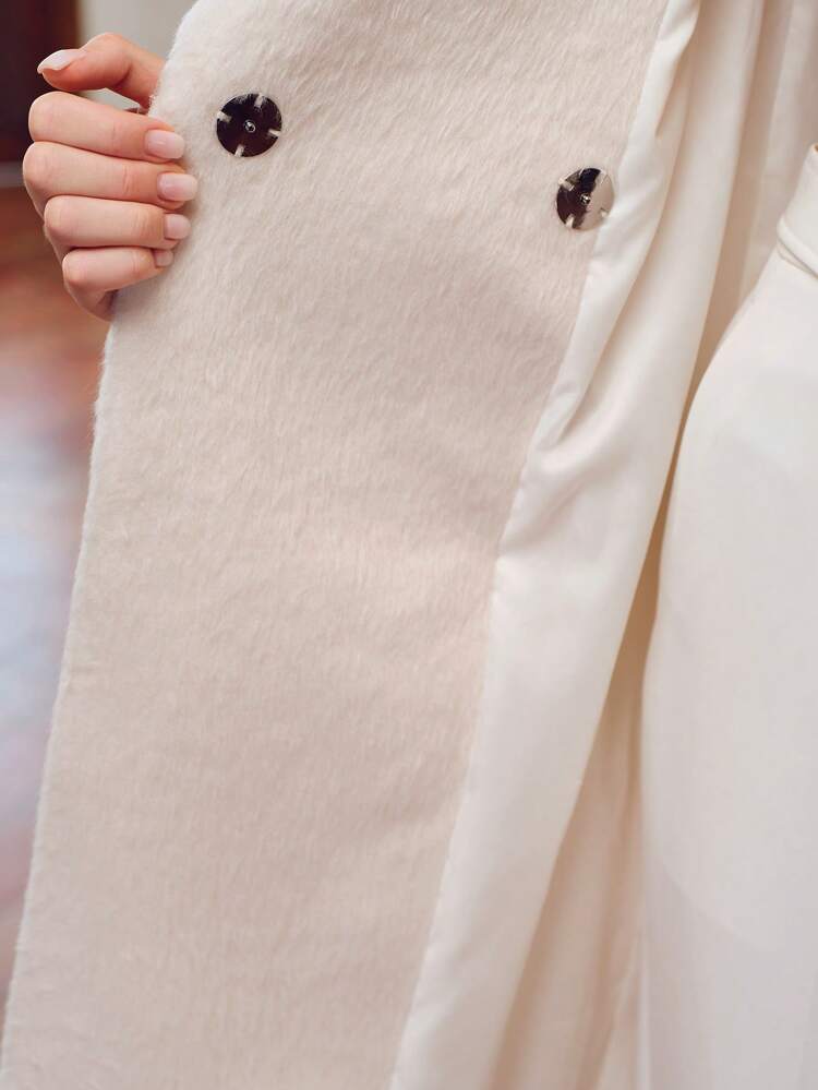 WOOL WATERFALL COLLAR FLAP POCKET LONG OVERCOAT