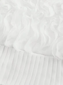 GENKIRA Romantic Elegant Ballet Tulle Patchwork Ruffle Hem Mini Skirt For Women - White - View 1