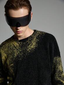 Manfinity VCAY Men's Velvet Loose Raglan Crew Neck Pullover Sweater, Suitable For Autumn/Winter - Black - View 5