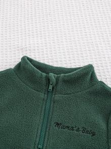 Cozy Pixies Bộ 2 áo hoodie cổ đứng in chữ cho bé trai và quần jogger - màu xanh lá - Xem 9