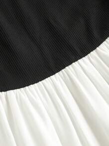 SHEIN EZwear Color-Block Strappy Long Dress - Black and White - View 5
